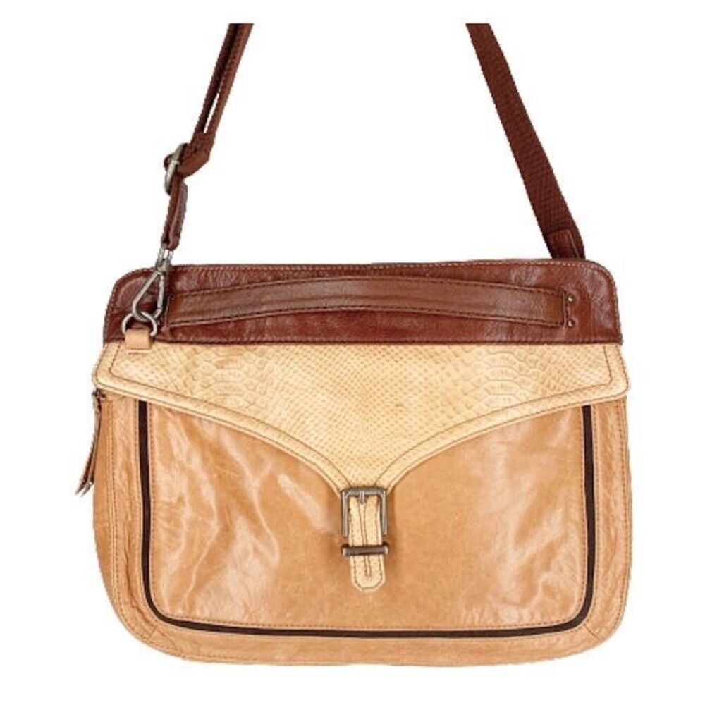 The Sak Tan Shoulder Bag Brown Leather Large Tote Purse Handbag Textured